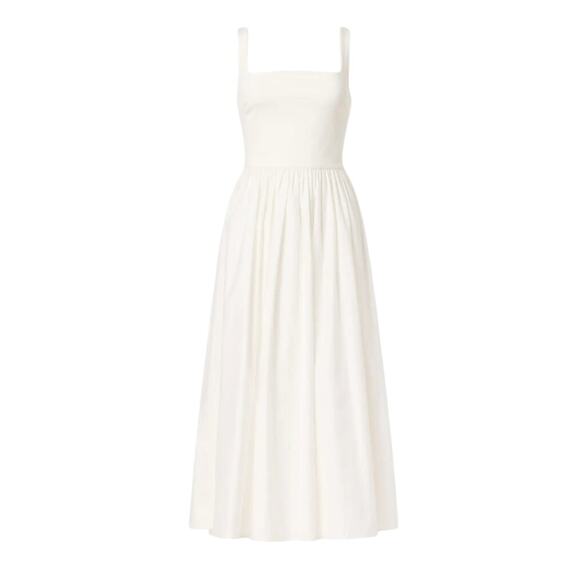 Rue Sophie White Fit n Flare Midi Dress SMALL Romantic Sundress Designer $188 - Picture 6 of 11